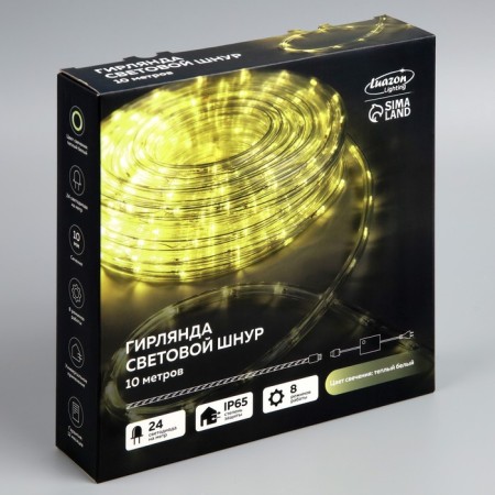 Luazon Lighting 10 mm light cord, IP65, 10 m, 24 LED/m, 220 V, 8 modes, glow warm white-8