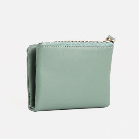Women's wallet on the button, green color-1
