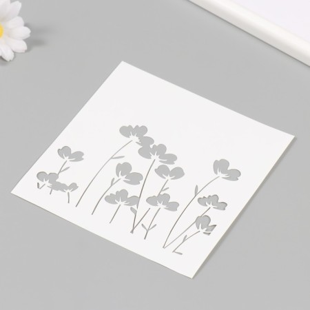 Plastic stencil "Flowers" 15x15 cm-1