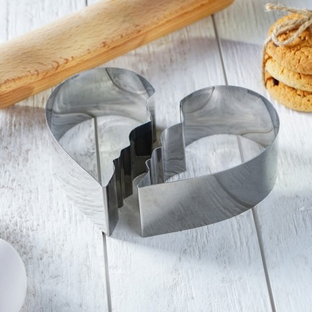 A set of forms for cutting the cookies of the “half”, 2 pcs, 12 × 10 × 4 cm, chrome color-4