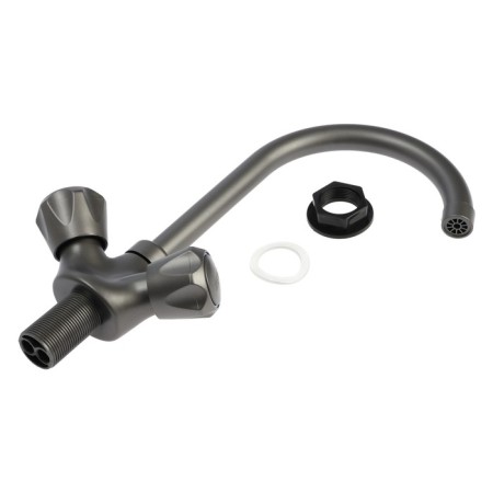 Kitchen mixer Zein Z3664, two-wound, pour height 22 cm, ABS plastic, graphite-6