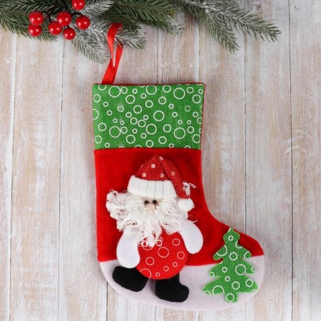 Nosok for gifts "Santa Claus with a Christmas tree" 19x26 cm, red-green-1
