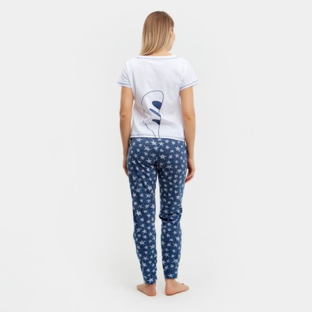Female set (T -shirt, trousers) sailor, white color, size 46-3