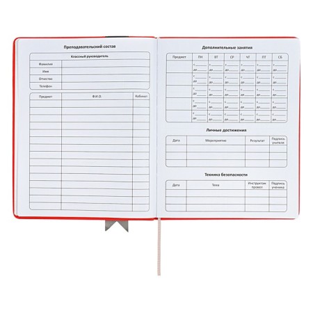 Universal diary for grades 1-11 Lenta, solid cover of artificial leather, applique, silkography, liesse, 48 sheets, red-4