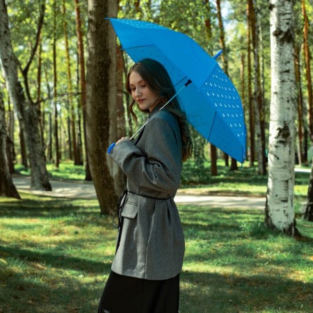 Umbrella female cane "Bright butterflies", 8 knitting needles, d = 90 cm, blue color-7
