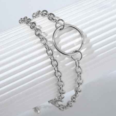 Bracelet Metal "Chain" on the ring, color silver, 21 cm-6