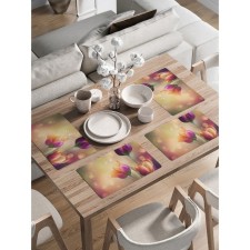 A set of napkins for setting the table “Morning with tulips”, rectangular, rounded edges, size 30x46 cm, 4 pcs
