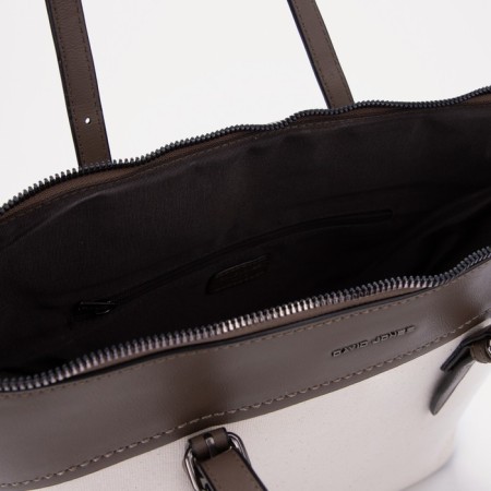 David Jones zipper bag, external pocket, beige/brown-2