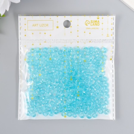 Beads for creativity Plastic "Crystal with Blue faces" set of 20 grams 0.4x0.6x0.6 cm-4