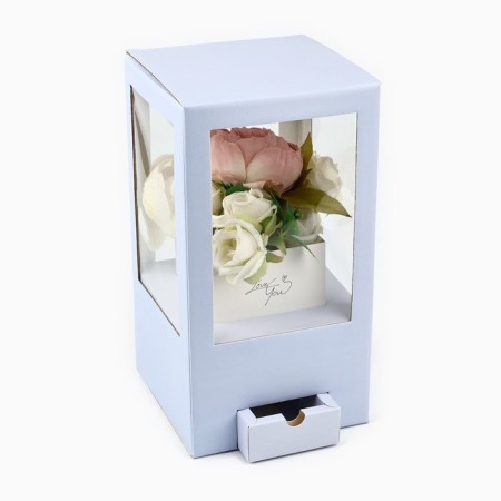 Gift box for flowers with a vase of MGK folding, packaging, "love", 16 x 23 x 16 cm-1