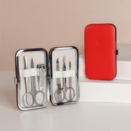 Manicure set, 6 items, in case, red color-2
