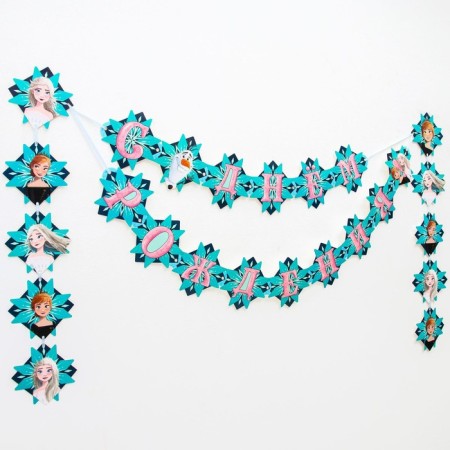 Girland on the eyelets "Happy Birthday!", Length 170 cm, cold heart-2