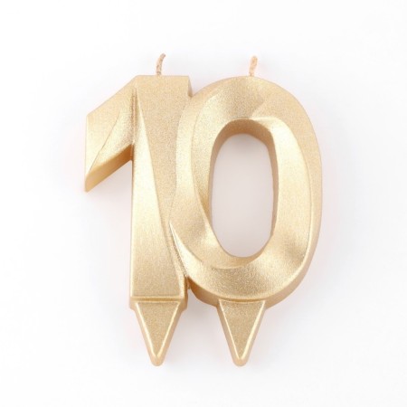 Candle in the cake jubilee "line", number 10, gold metallic, 6.5 cm-1