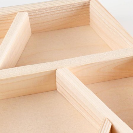Wooden box "hexagon" with partitions 28x24.5x5 cm, natural color-3
