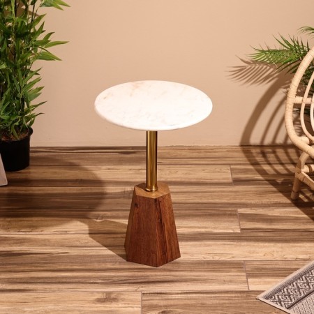 Coffee table 40x40x59 cm, marble, aluminum, tree-1