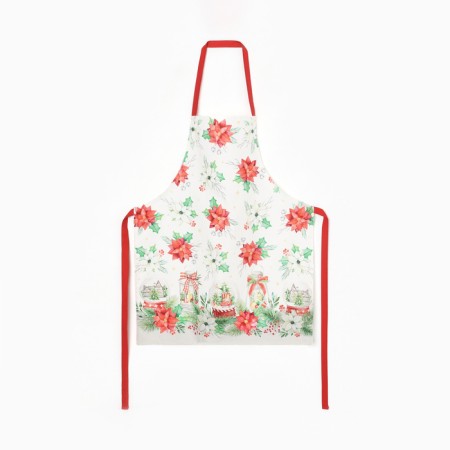 Apron "Ethel" Christmas Red Flowers 60x70cm, 100% HL, sarzha 190 g/m2-9