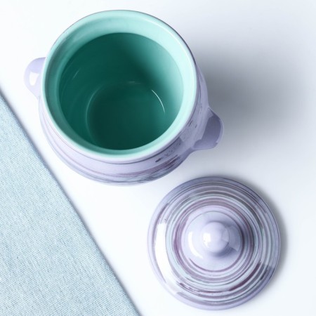 Ceramic pot for baking No. 5 with handles, 0.5l / 10x10.5cm, lavender-2