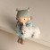 Polystone souvenir "Baby strokes the white teddy bear" Blue 9x7x13 cm