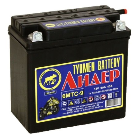 Battery "Tyumen" Leader, 9 Ah 12 V, 6MTS-9, bolt