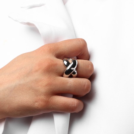 Ring metal "Trend" Infinity, volume, color silver, size 17-3