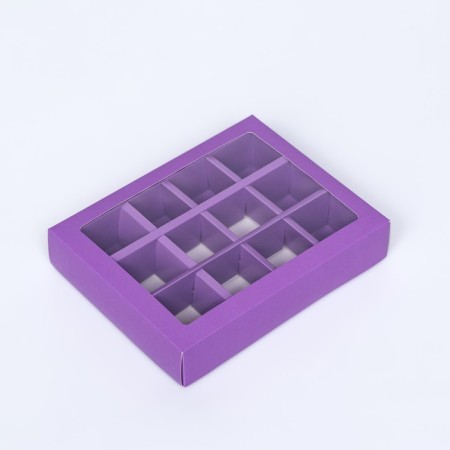 Box for sweets, 12 pcs, lilac, 19 x 15 x 3.6 cm-1