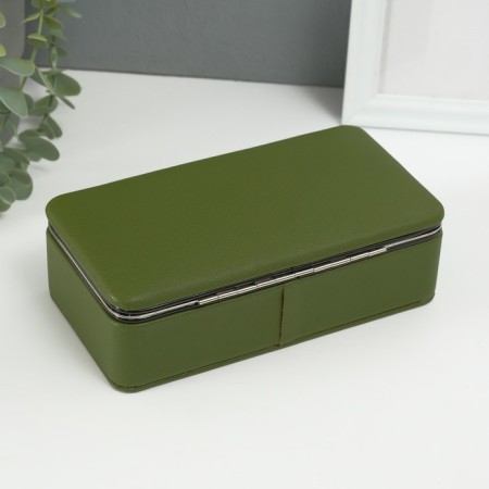 Casket leatherette for jewelry "shallow ripples" olive 10x18x6 cm-3