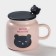 Ceramic mug with a spoon "Good morning", 450 ml, pink color