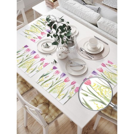 A set of napkins for setting the table "Flowers Spring", rectangular, size 32x46 cm, 4 pcs-1