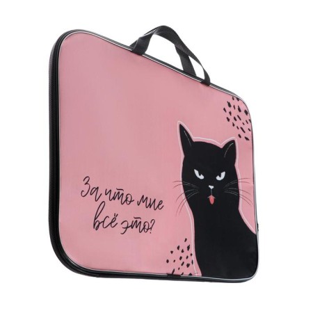 Folder for drawings and drawings A3, with handles of textiles 20 mm, 470 x 350 mm Calligrata Universal 600D "Cat"-1