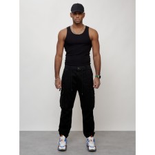 Cargo jeans male, size 48, black color