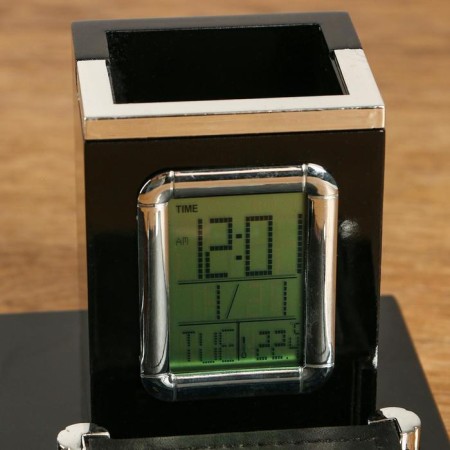 Table 7V1 set with a business card holder and clock, black tree 511394-9