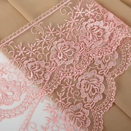 Lace on a grid, 105 mm × 11 ± 1 m, pale pink color-1