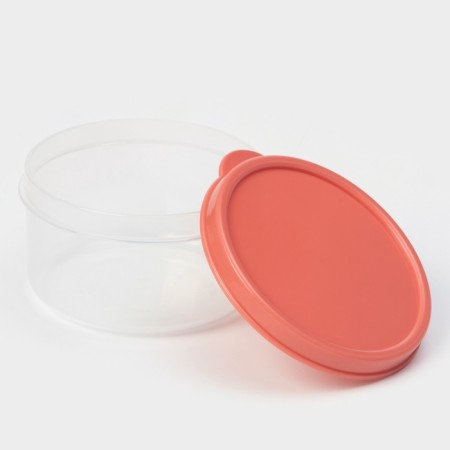 Container Round Dolyana, Drill, 150 ml, coral color-1