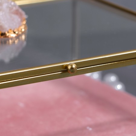 Organizer for storage "Crystal", with a lid, glass, 1 section, 20 × 16.8 × 9 cm, the color is transparent/copper/pink-8