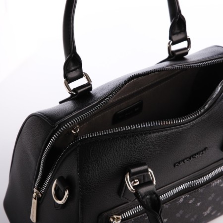 Women's bag on the zipper David Jones, 2 external pockets, black color-5