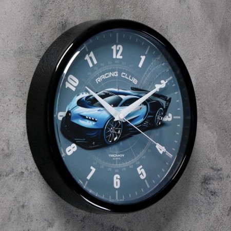 Wall clock, series: interior, "racing car", D-22.5 cm, blue-1