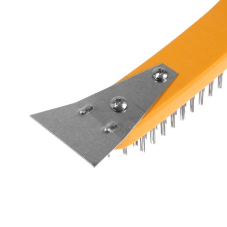 Metallic manual tundra brush, with a spatula, plastic handle, 5-row-6