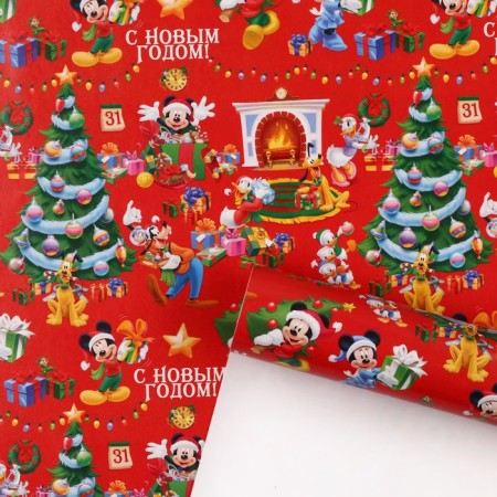 New Year. Packaging paper, 70x100 cm, Mickey Mouse-3