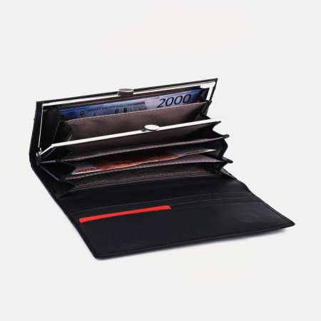 Women's wallet on magnets, black color-2