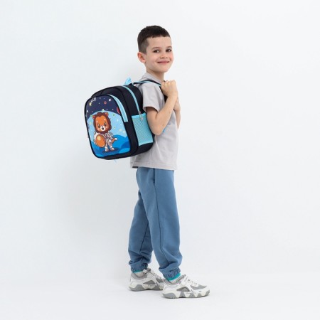 Baby backpack on lightning, 3 outer pockets, blue color-3