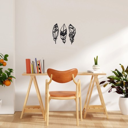 Wind -up decoration for the interior, panel on the wall made of wood "feathers", 3 modules-2