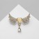 Brooch "Heart" winged, white color in gold