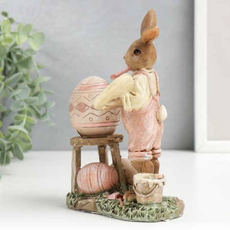 Souvenir Polystone "Bunny-articulate painting eggs" 15.5x7.5x11.5 cm-1