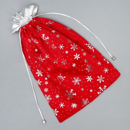 Bag gift plush “Snow and sun”, snowflakes, embossing, 30 x 40 cm +/- 1.5 cm, New Year-4