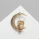 Brooch "Owl for a month", black and white color in gold