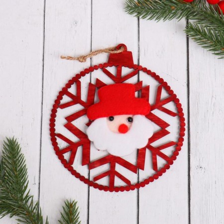 Christmas tree decoration "Ball with Santa Claus" 13x13 cm, red