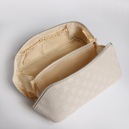 Cosmetic bag-smoke with zipper, beige color-2