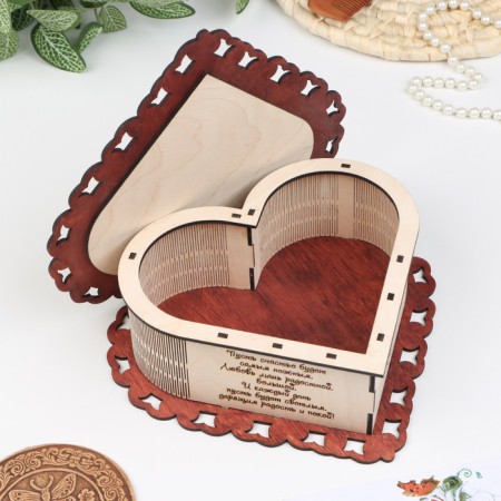Casket "Heart", with a wish, 21x19x6 cm-2