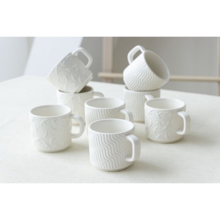 Ceramic "Geometry" white mug, 260 ml, white color-6