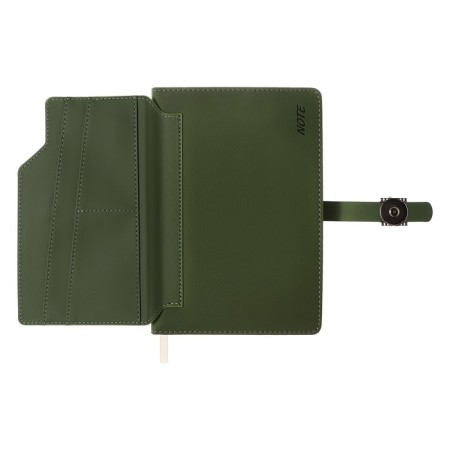 Organizer on the rings A6+, 80 sheets, leatherette, with a knife, a line, with a handle, in a gift box, green-5